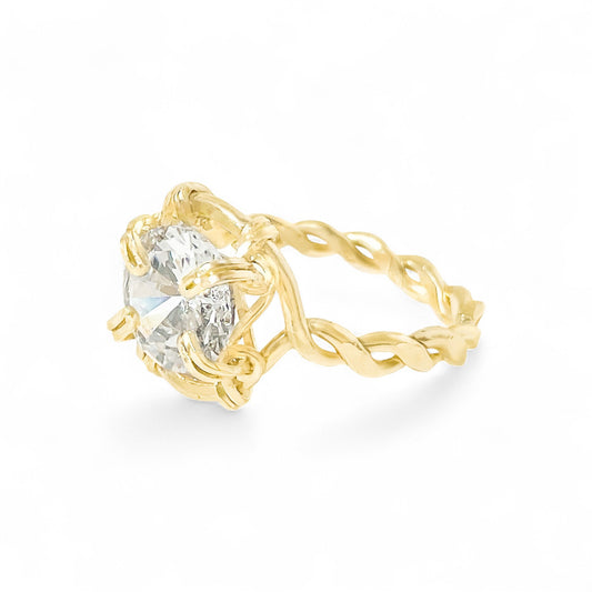 Cubic Zirconia Twisted Band Ring