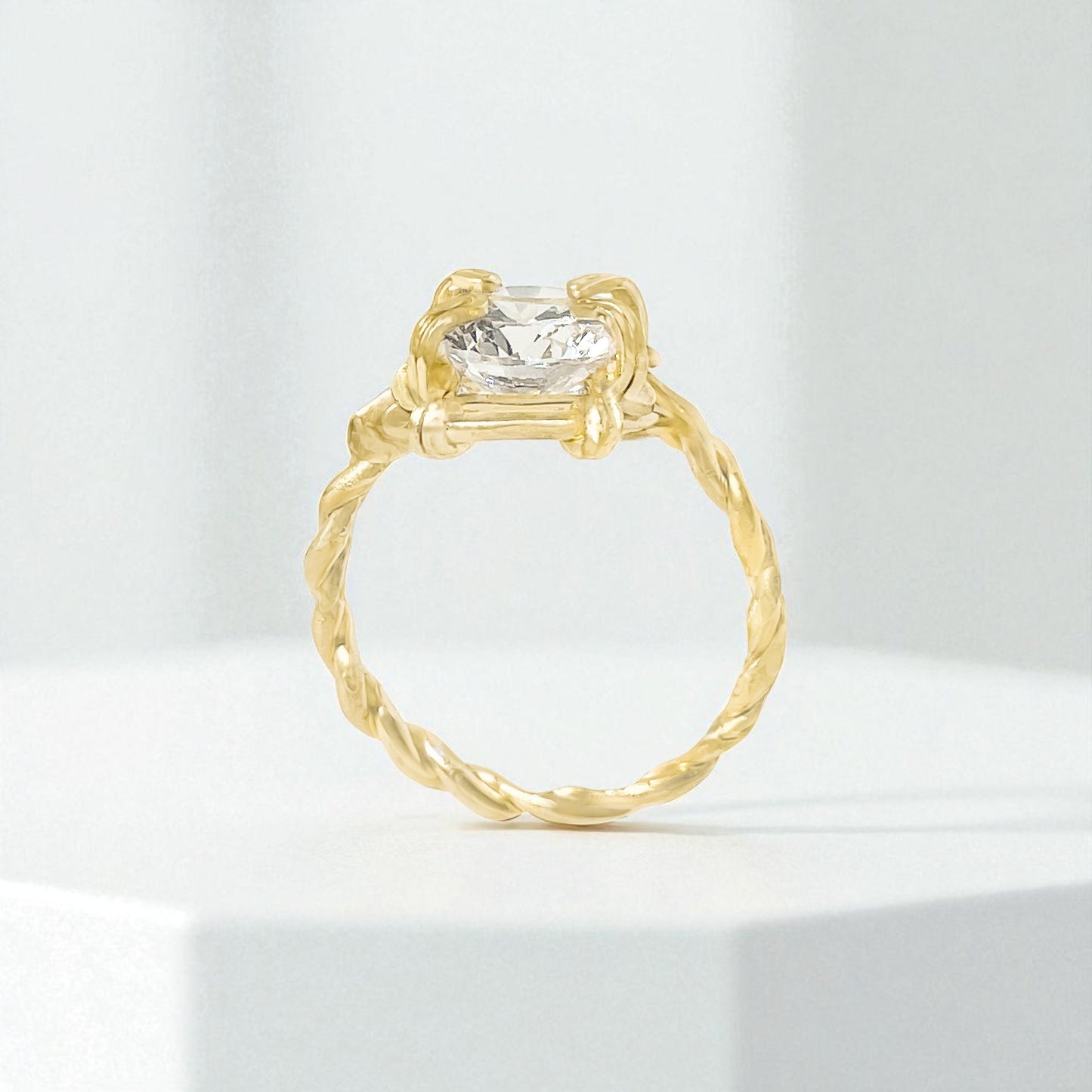 Cubic Zirconia Twisted Band Ring