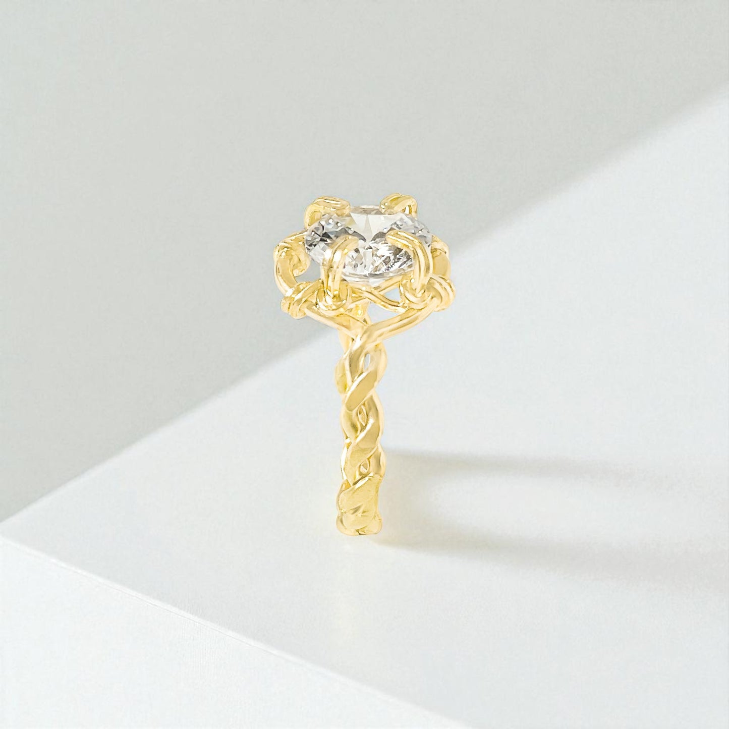 Cubic Zirconia Twisted Band Ring