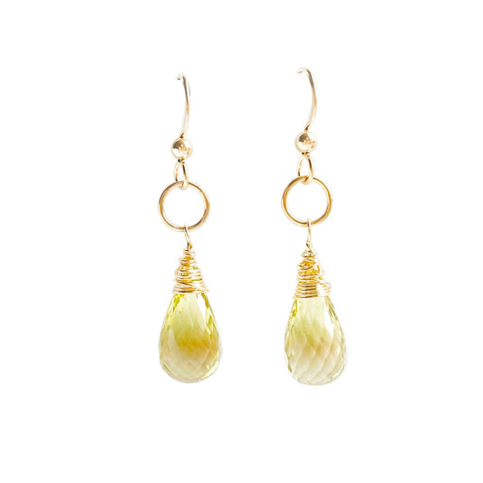 Lemon Quartz Briolette Earrings