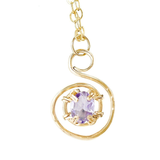 Purple Amethyst S Shaped Pendant Necklace