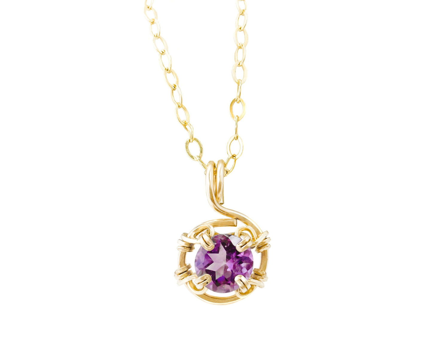 Purple Amethyst Swirl Pendant with Chain