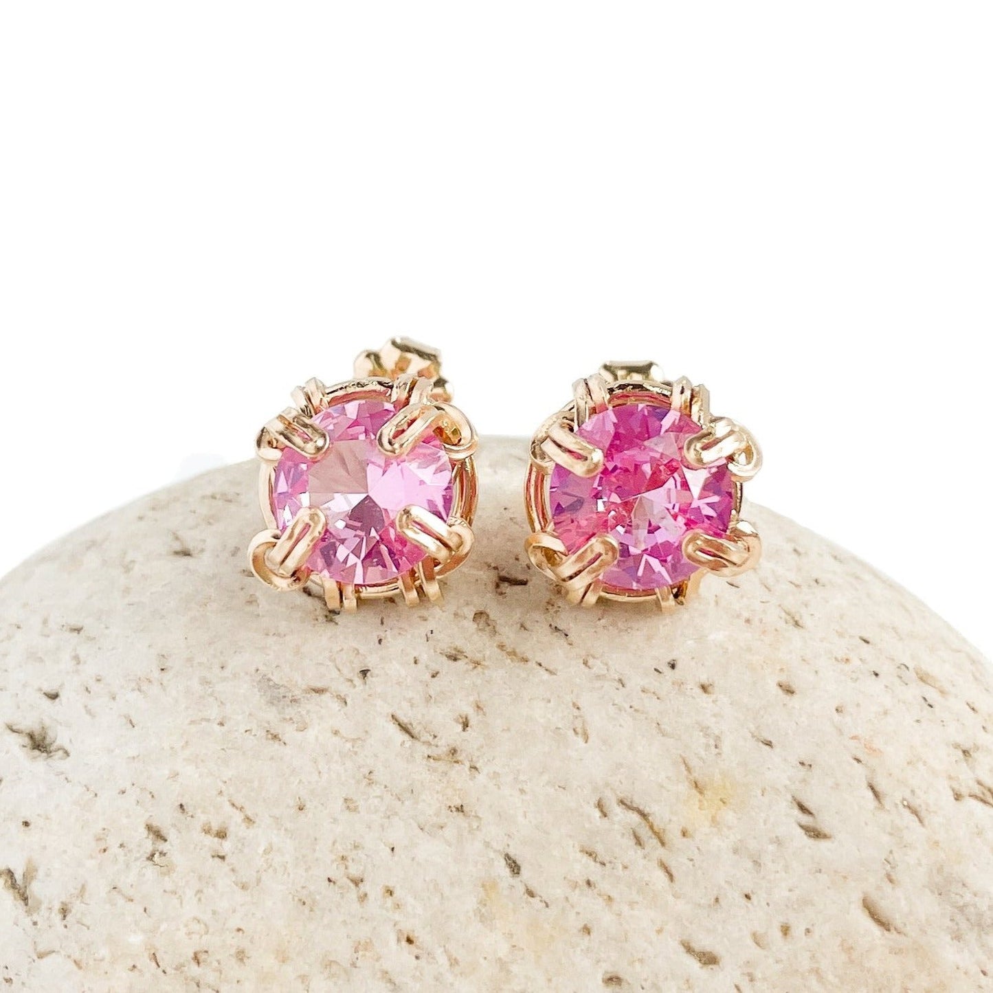 Pink Tourmaline Stud Earrings