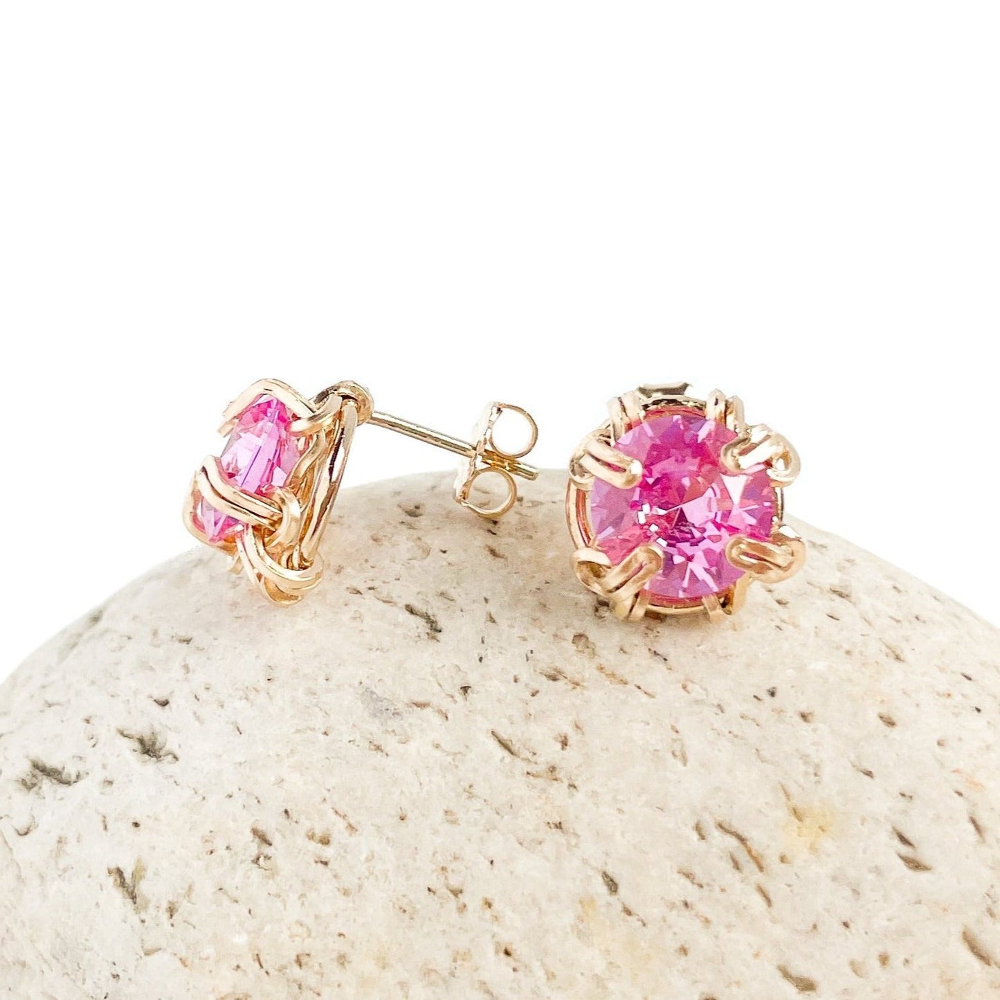 Pink Tourmaline Stud Earrings