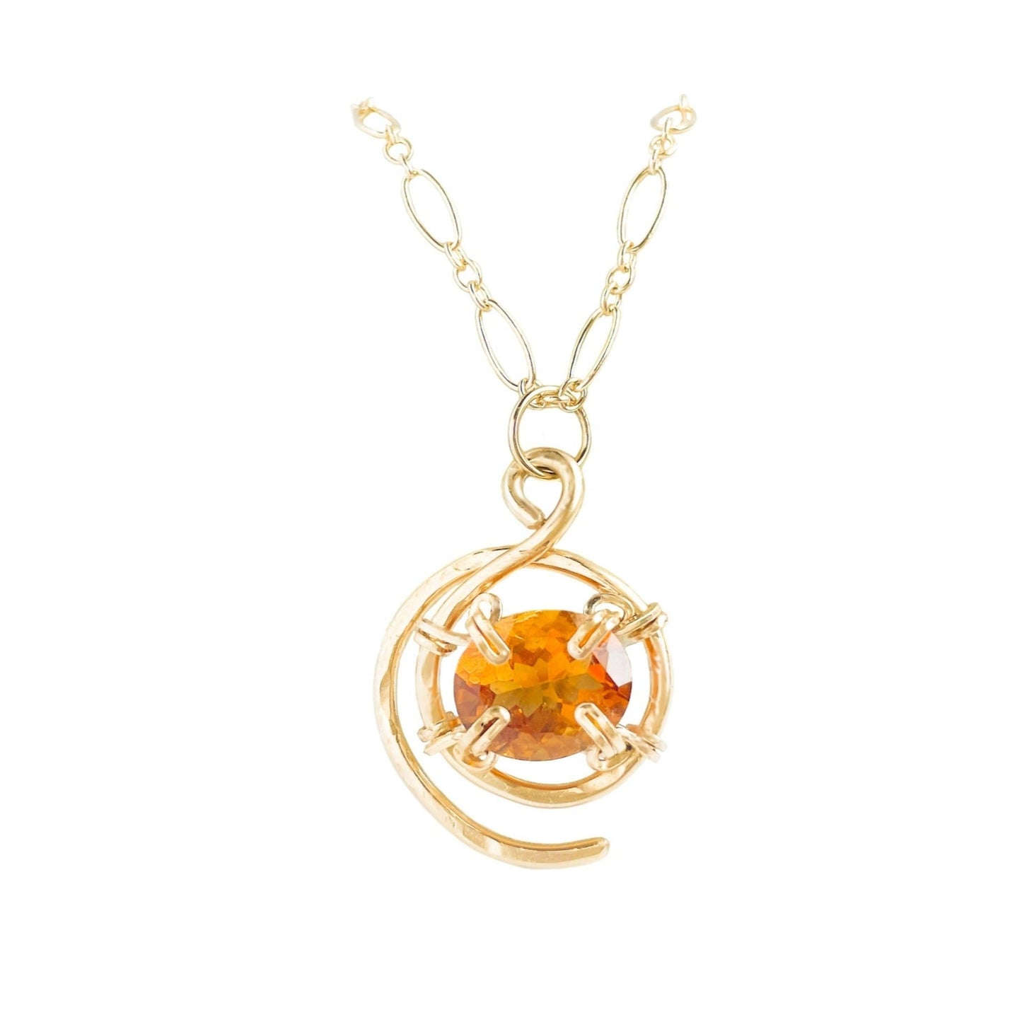 Citrine Asymmetrical Pendant Necklace