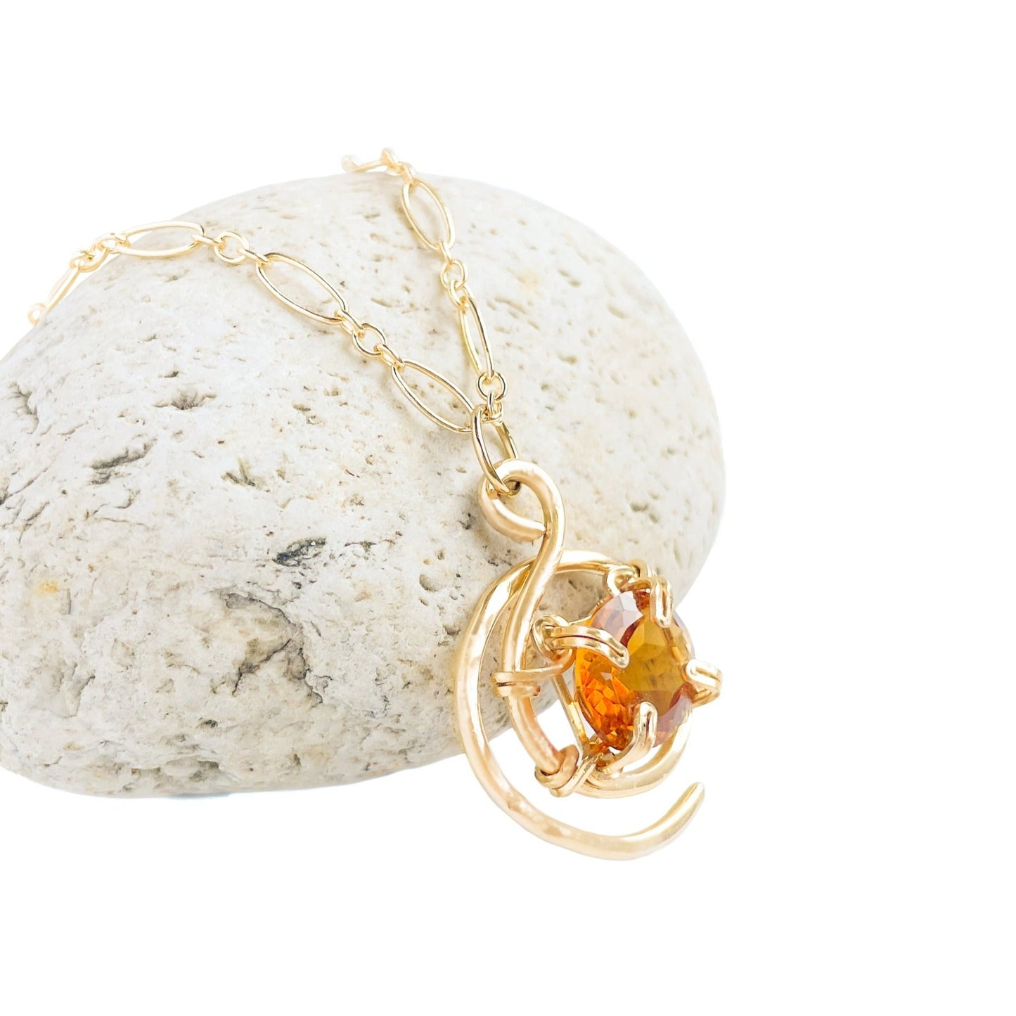 Citrine Asymmetrical Pendant Necklace