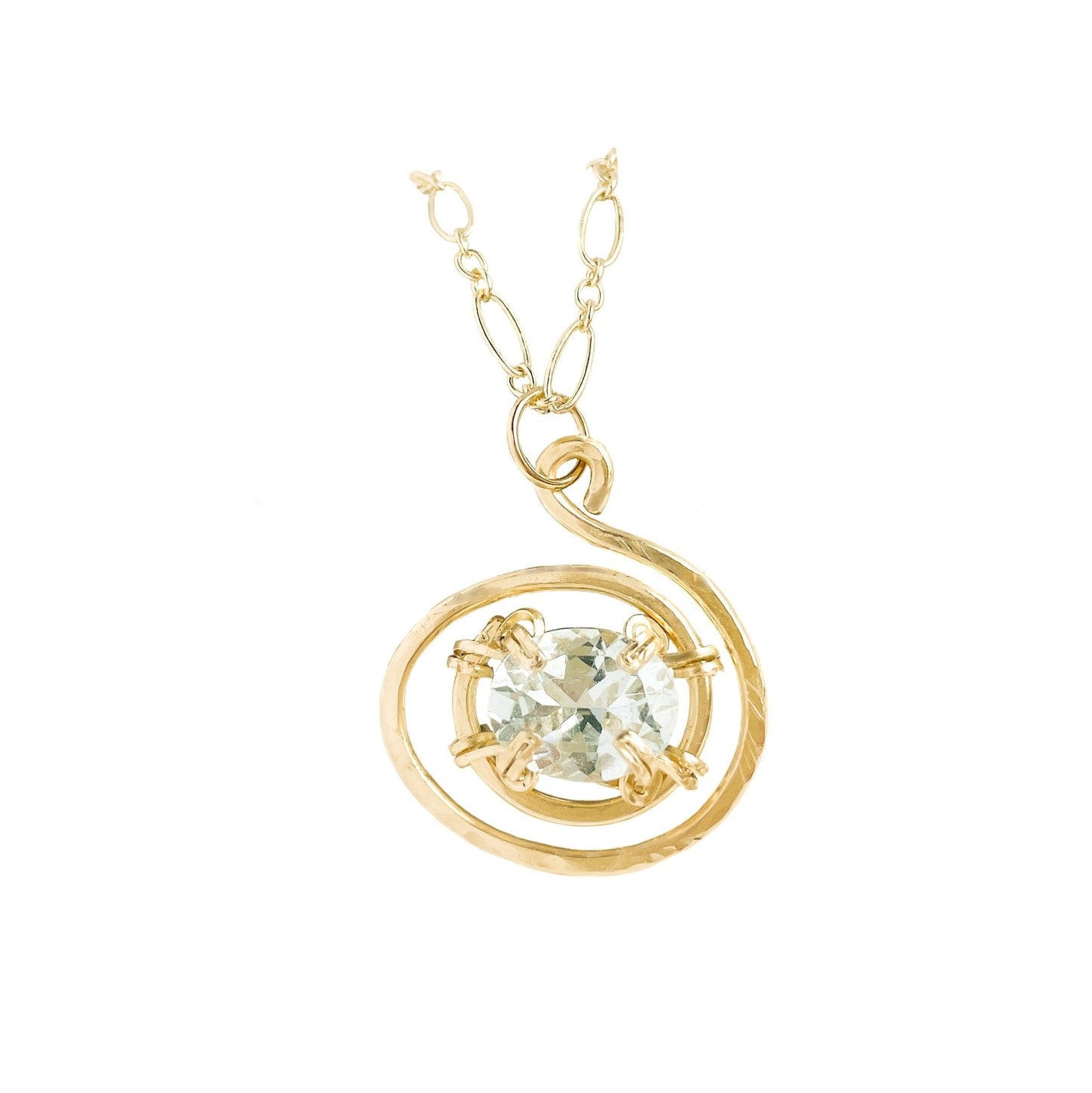 Aquamarine Swirl Pendant Necklace