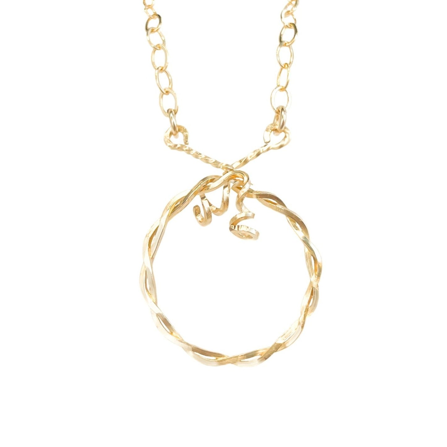 Gold Twisted Circle Necklace