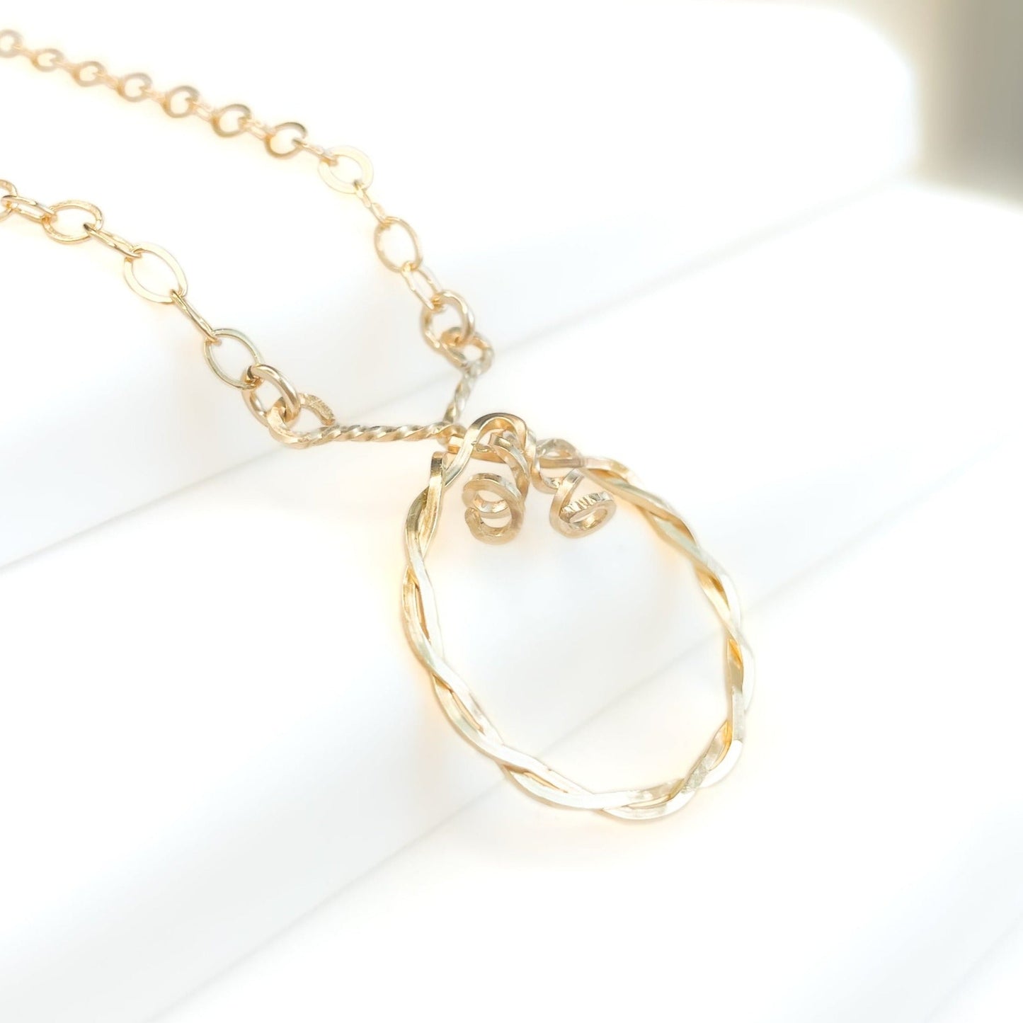 Gold Twisted Circle Necklace