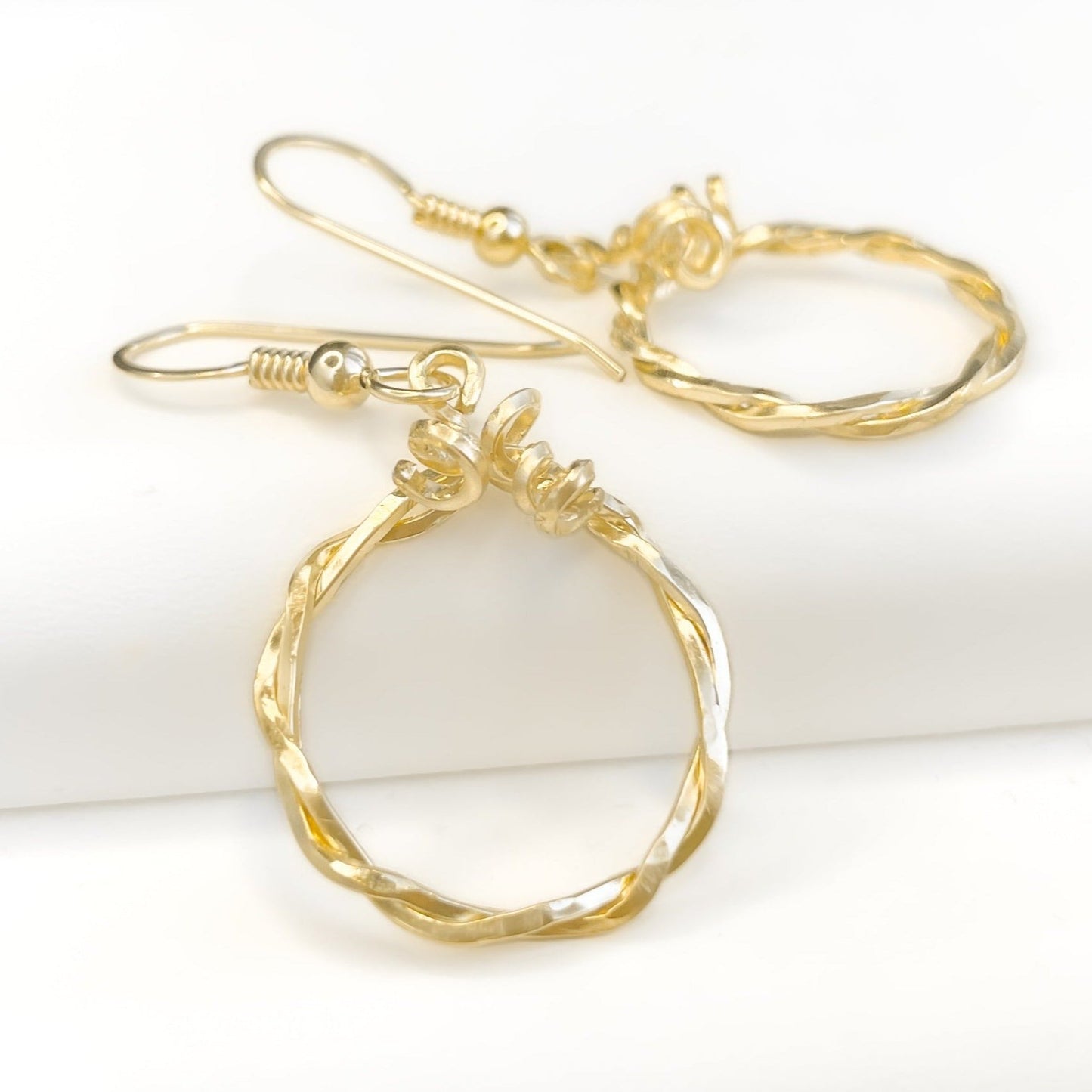 Gold Delicate Twisted Circle Earrings