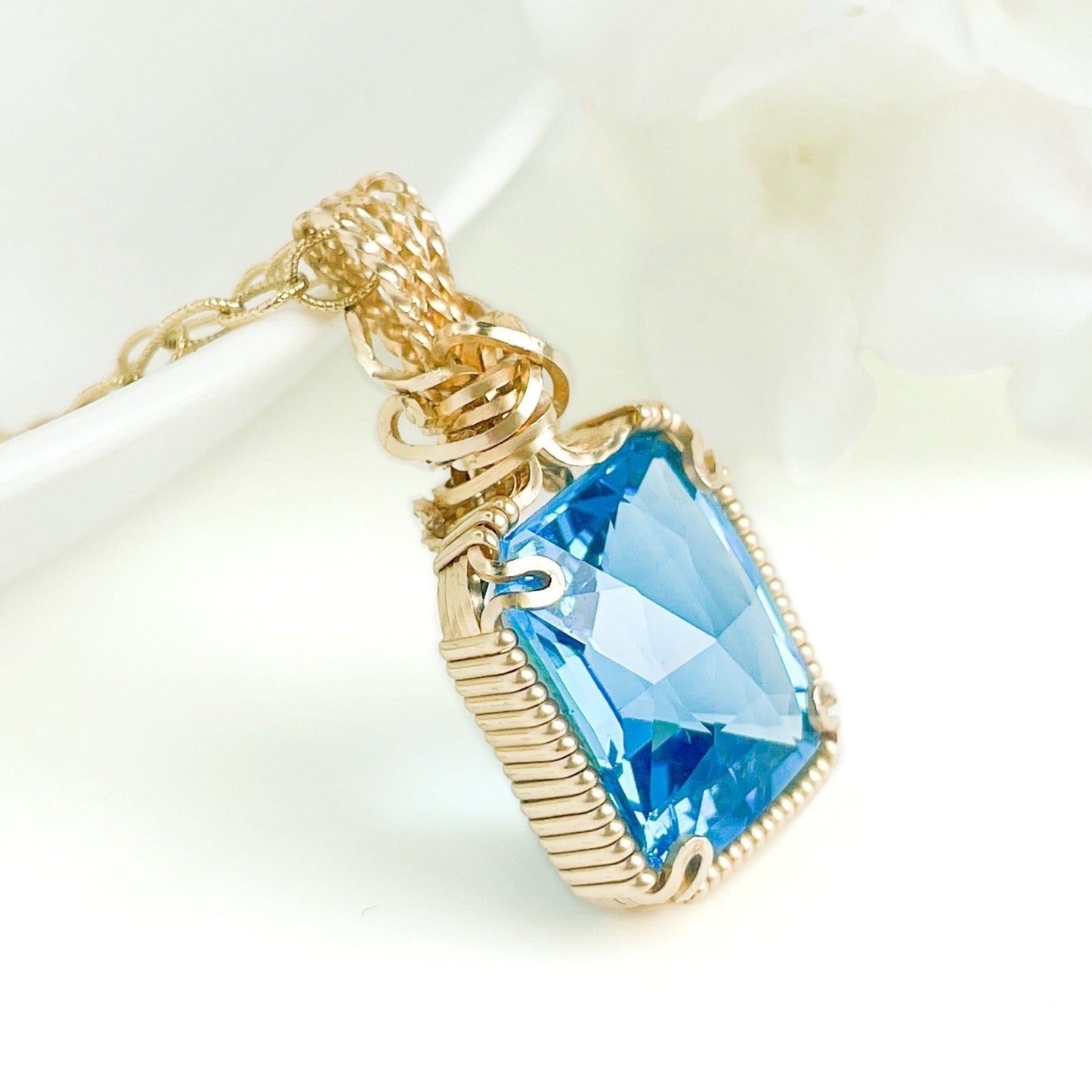 Swiss Blue Topaz Pendant Necklace