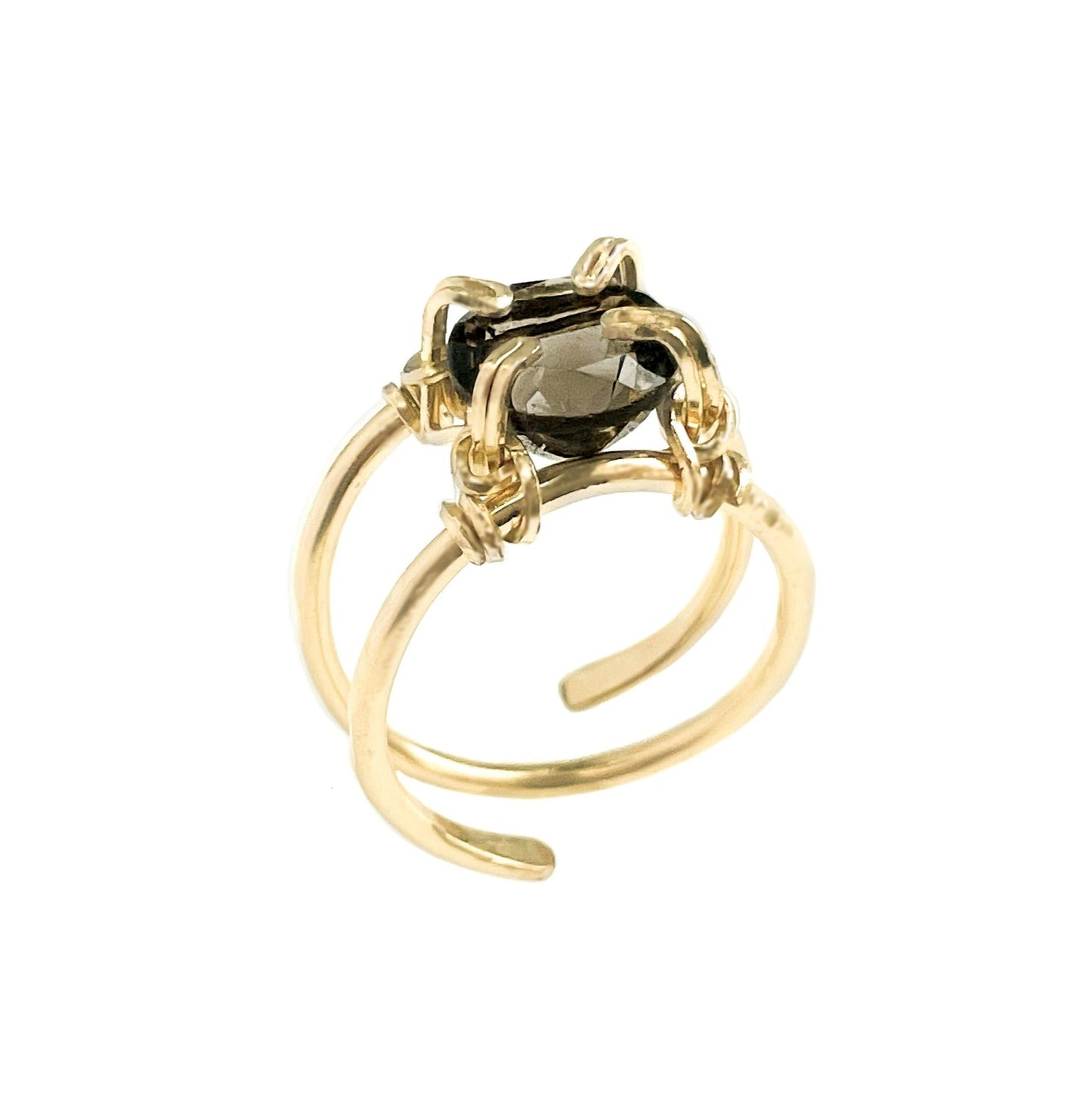 Smoky Quartz Double Banded Ring