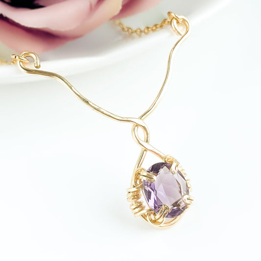 Purple Amethyst Y Necklace