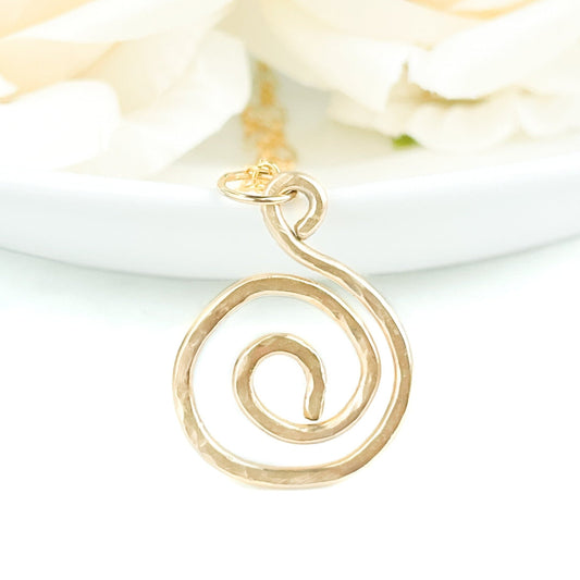 Gold Swirl Pendant Necklace