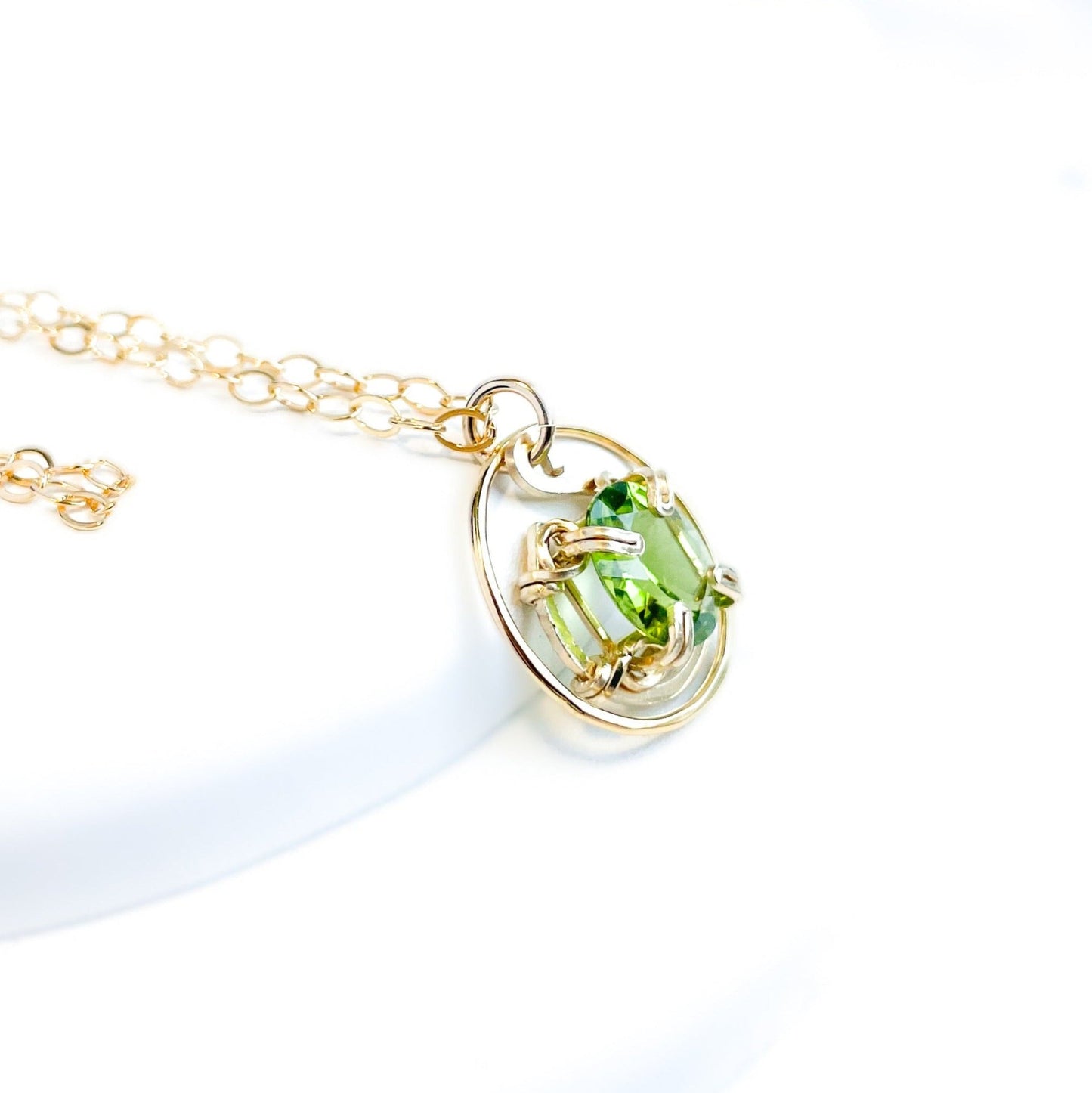 Peridot Circle Ring Pendant Necklace