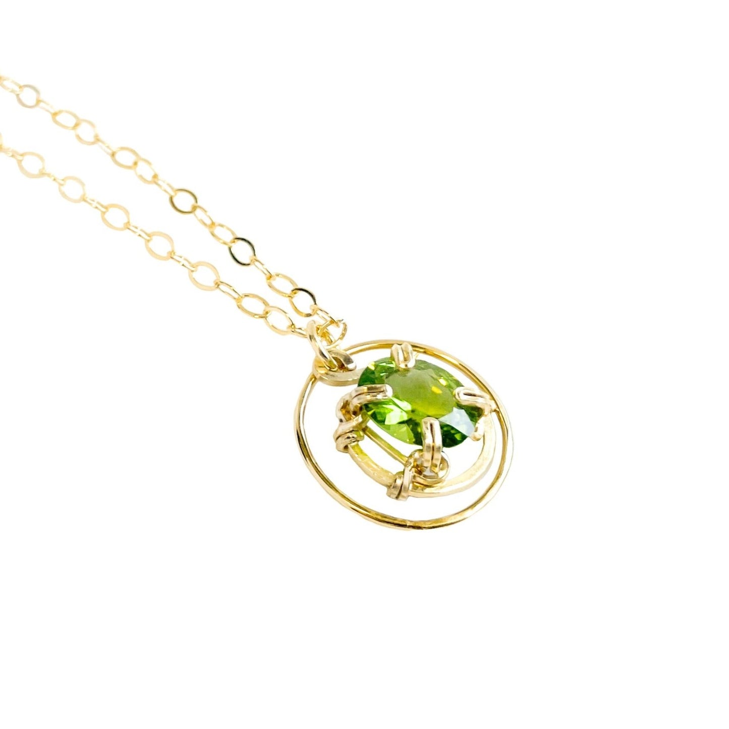 Peridot Circle Ring Pendant Necklace