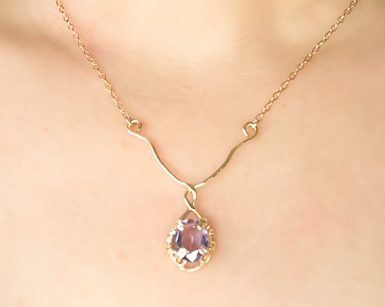 Purple Amethyst Y Necklace