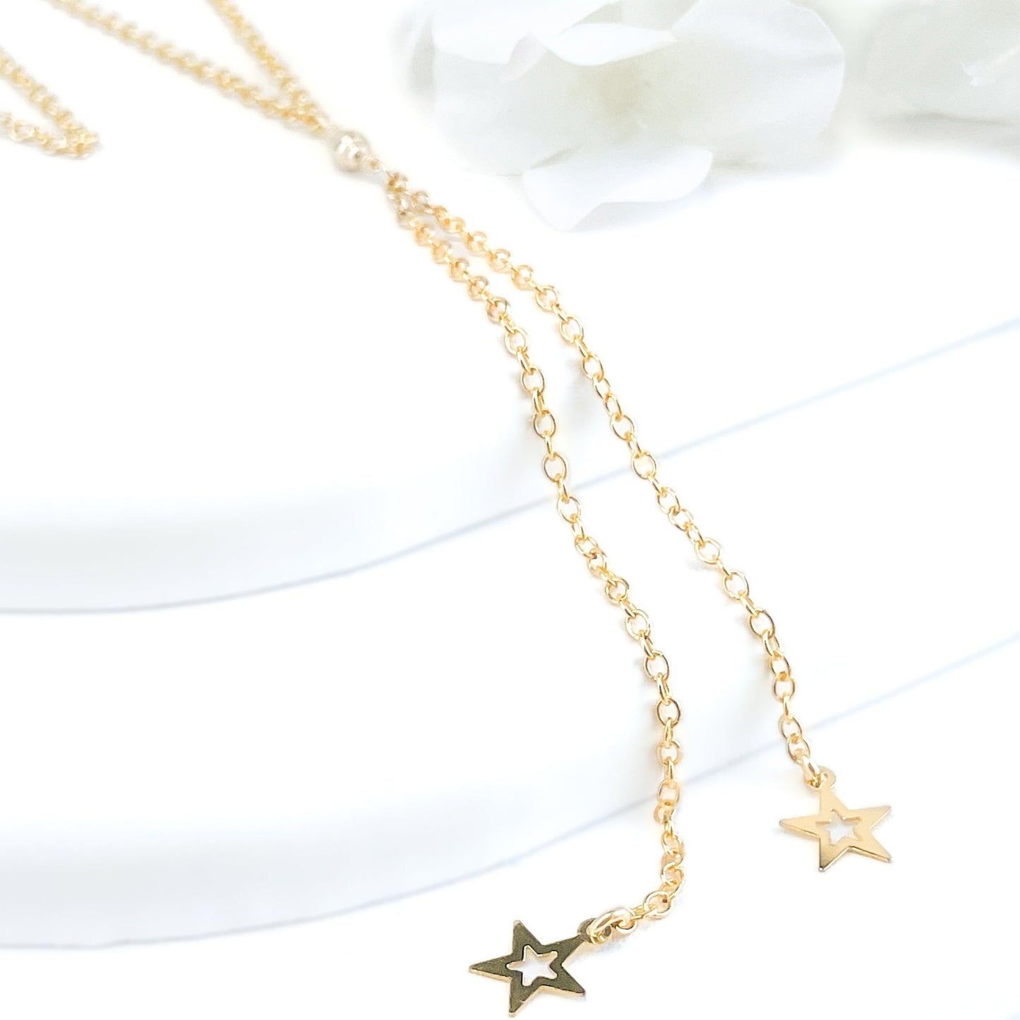 Gold Star Lariat Necklace