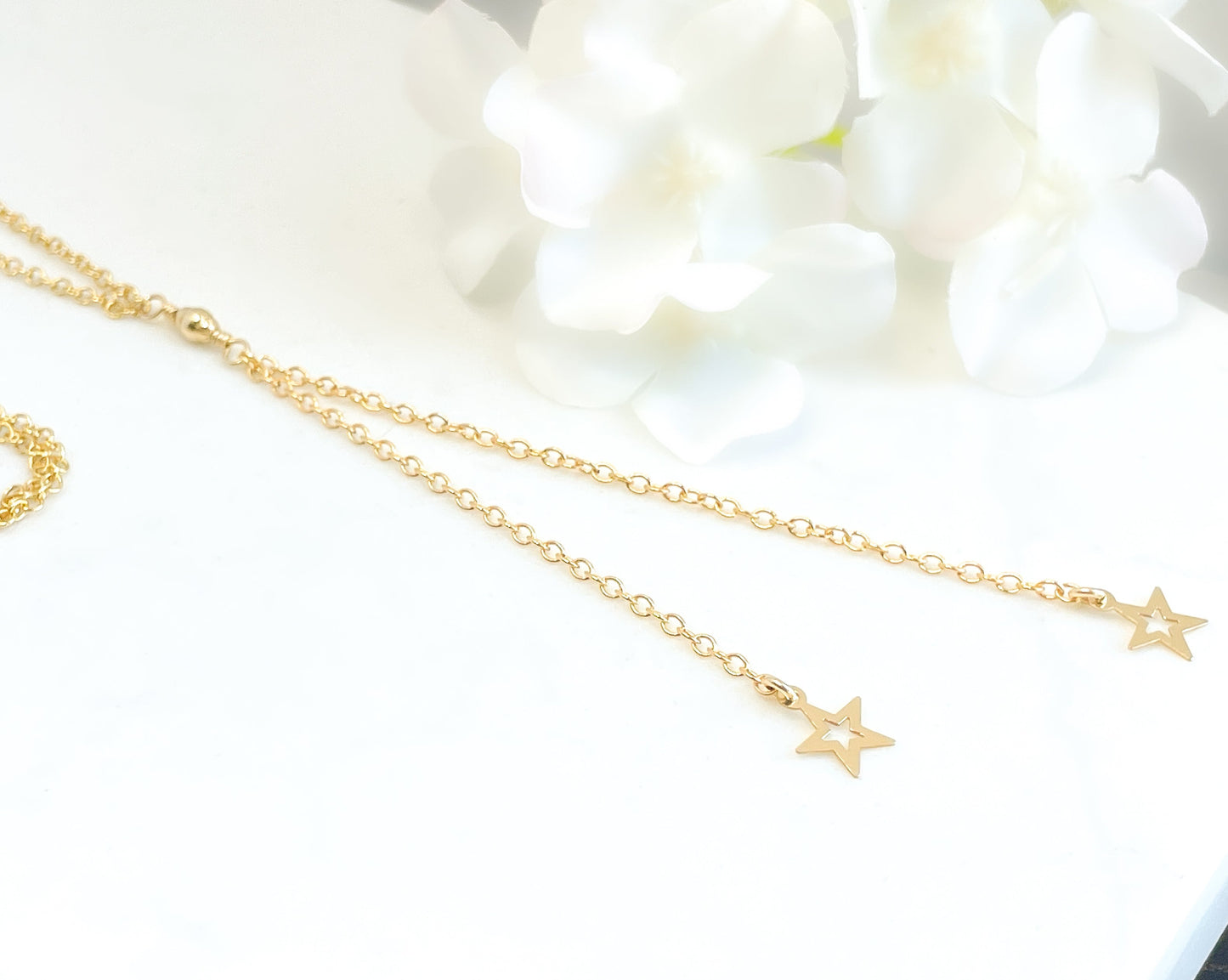 Gold Star Lariat Necklace