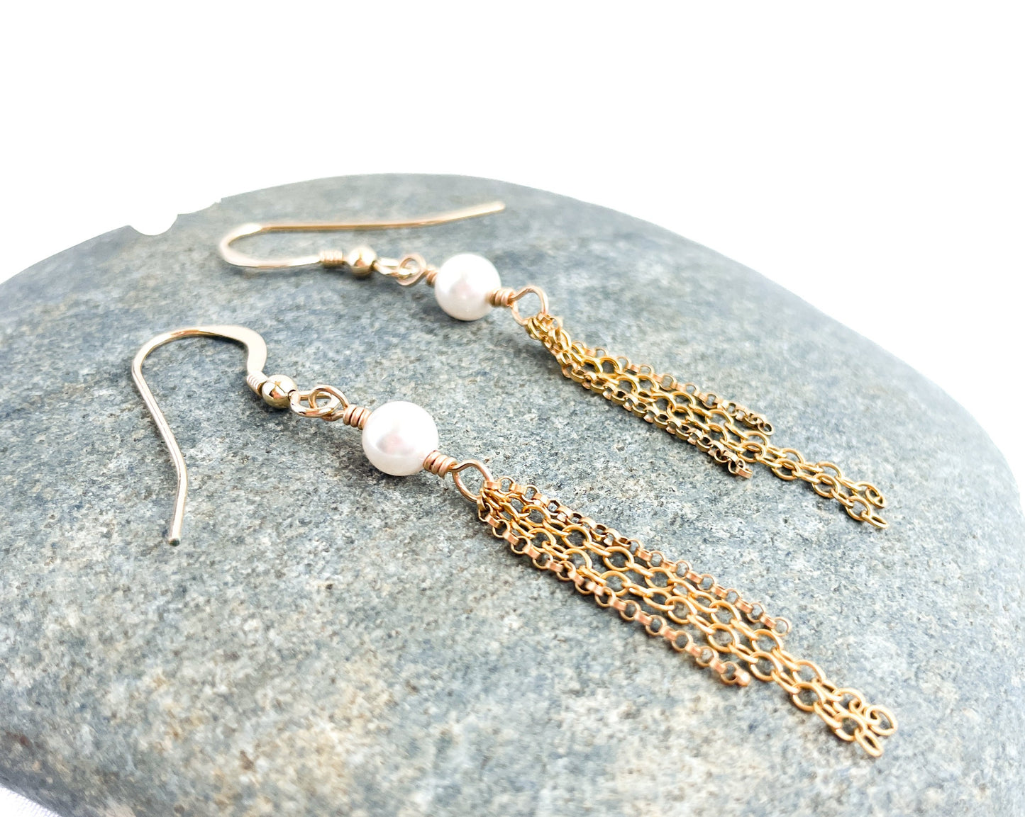 Swarovski White Pearl Fringe Earrings