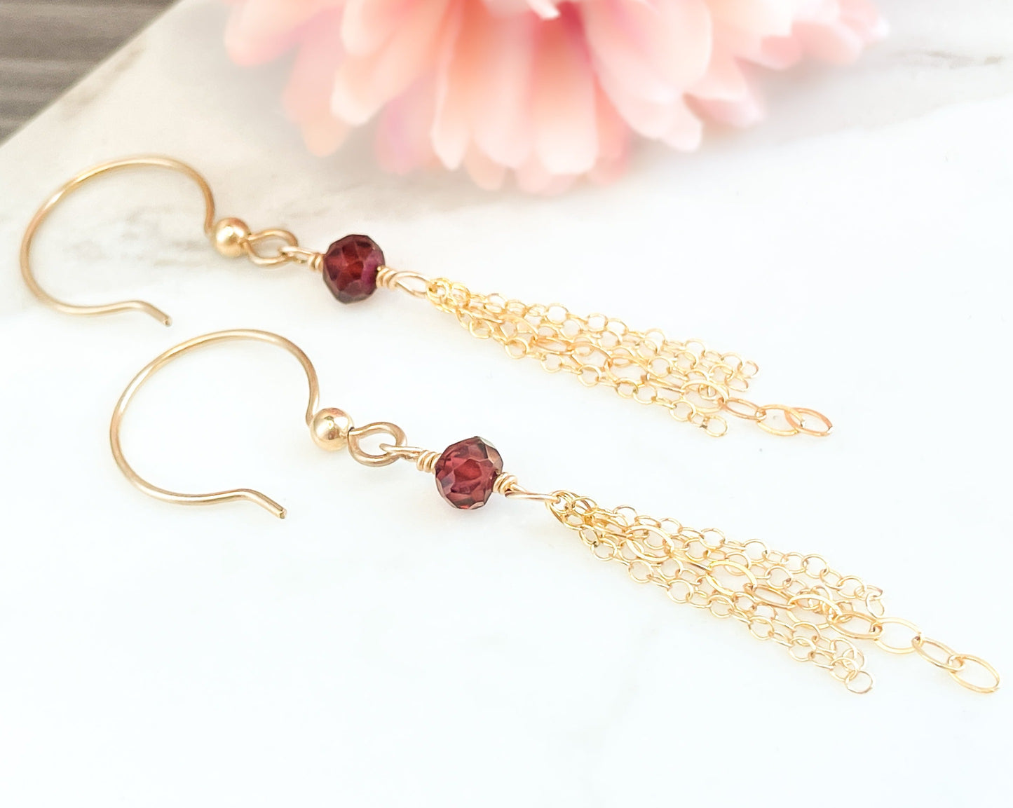 Garnet Fringe Earrings