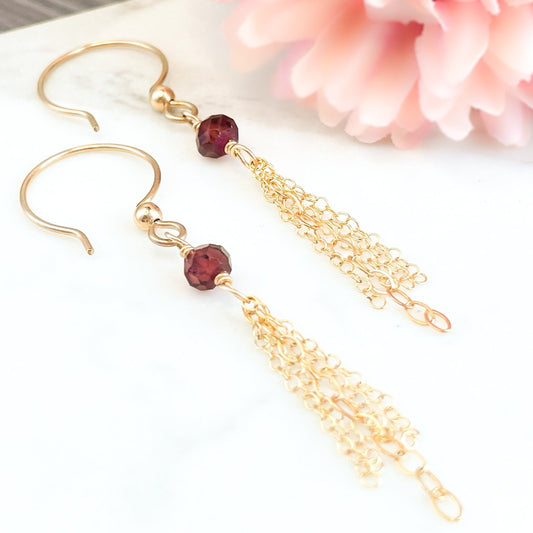 Garnet Fringe Earrings