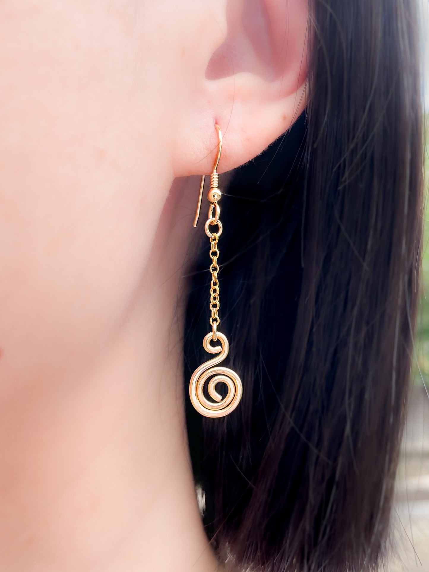 Gold Tiny Swirl Dangle Earrings