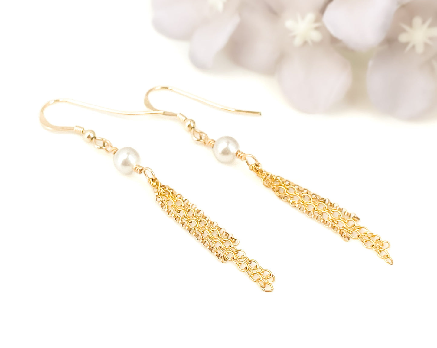 Swarovski White Pearl Fringe Earrings