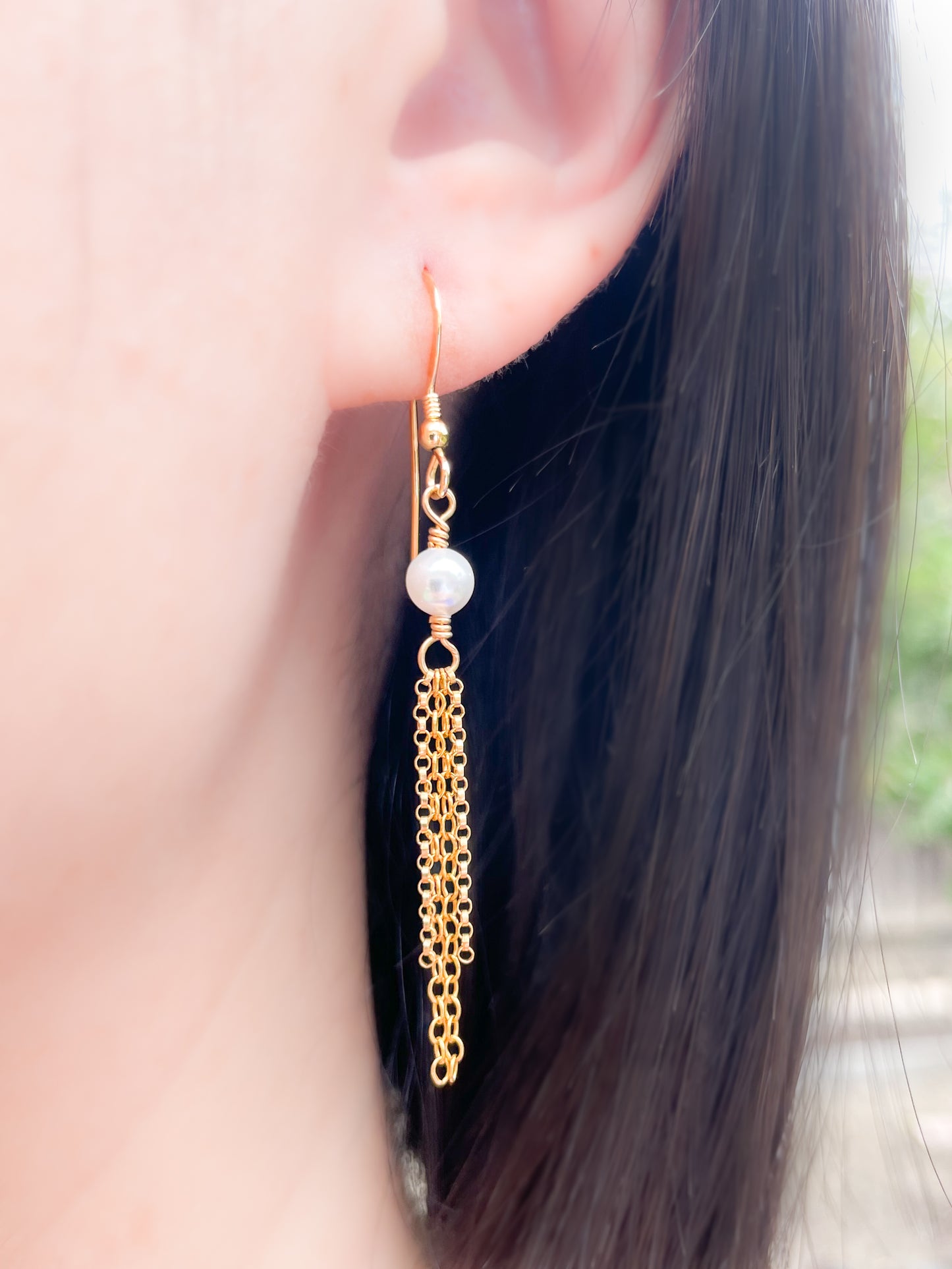 Swarovski White Pearl Fringe Earrings