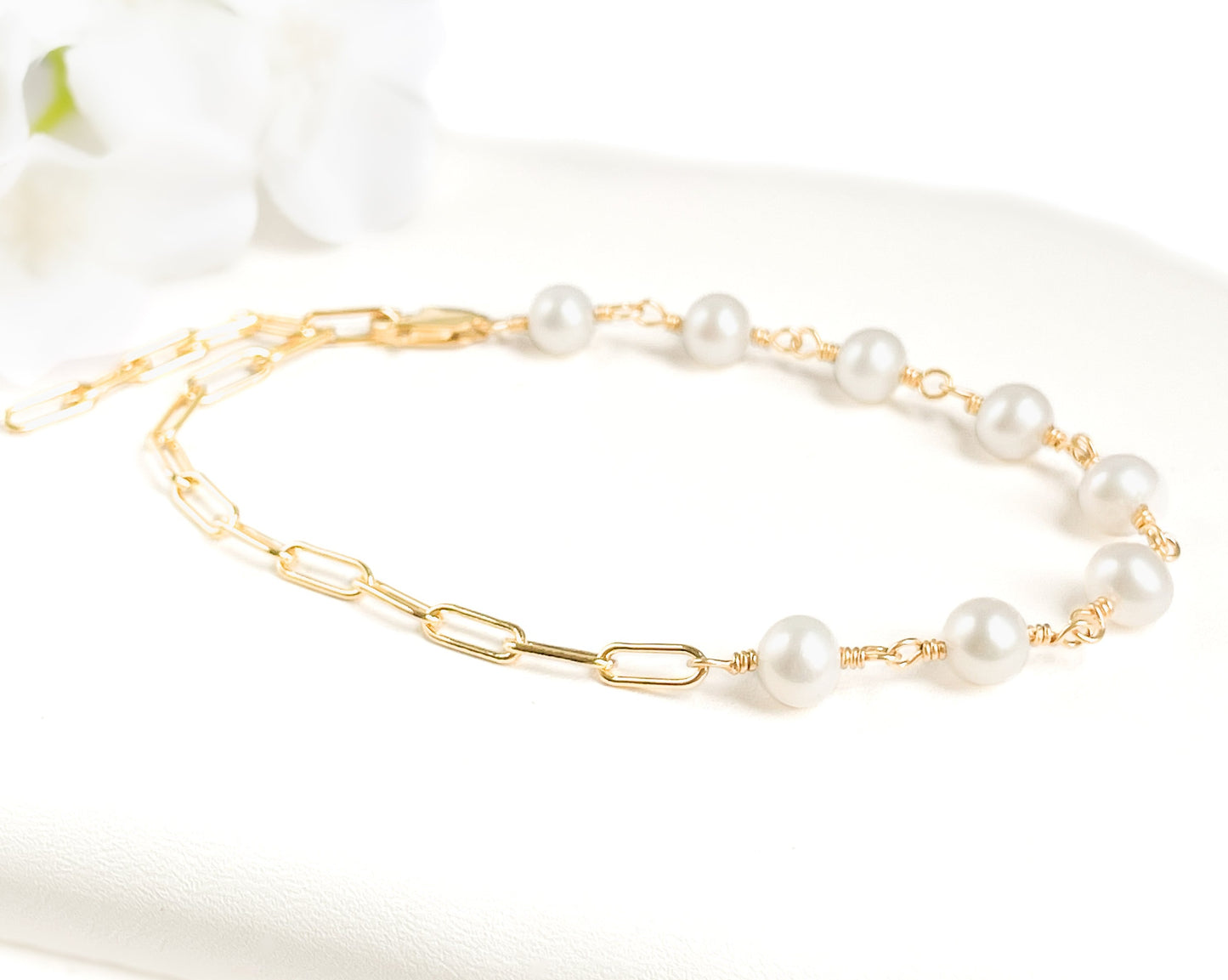 White Pearl Adjustable Bracelet