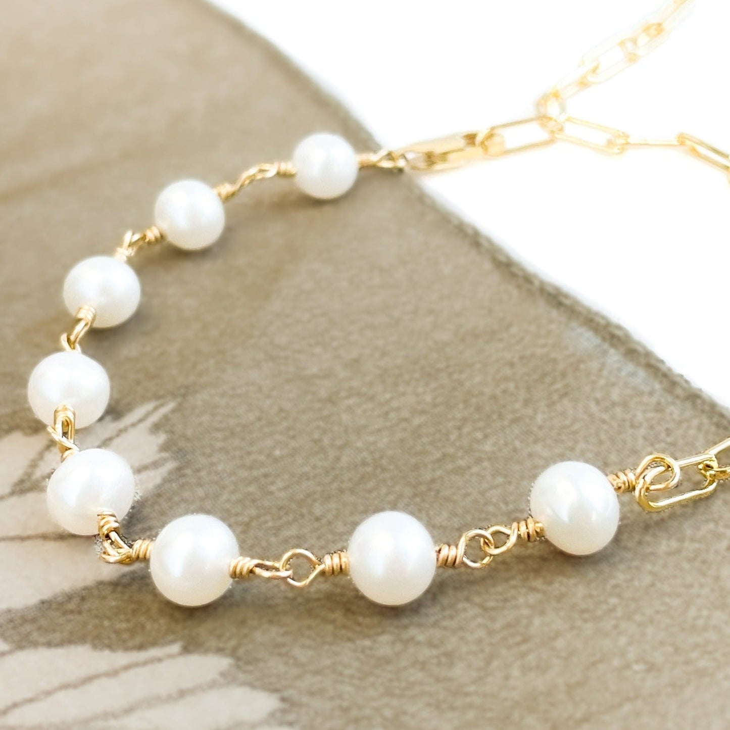 White Pearl Adjustable Bracelet