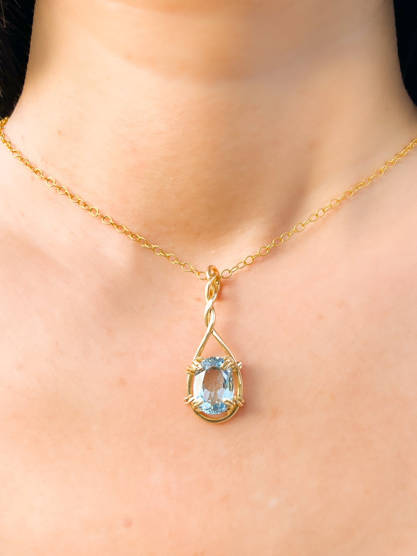 Sky Blue Topaz Pendant Necklace