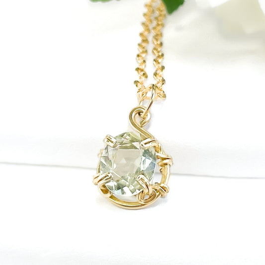 Green Amethyst Classic Pendant Necklace