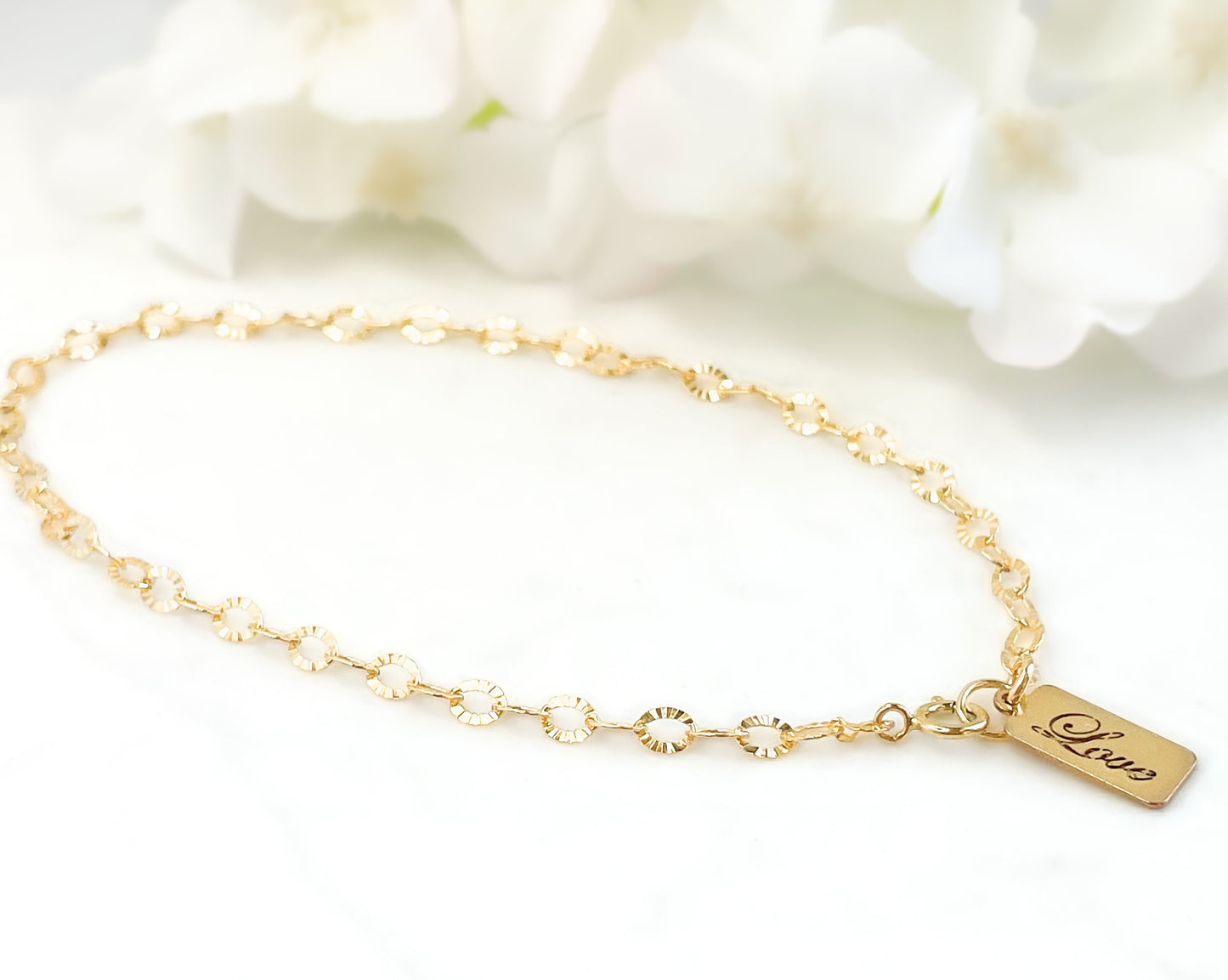 Gold Dainty Love Charm Bracelet