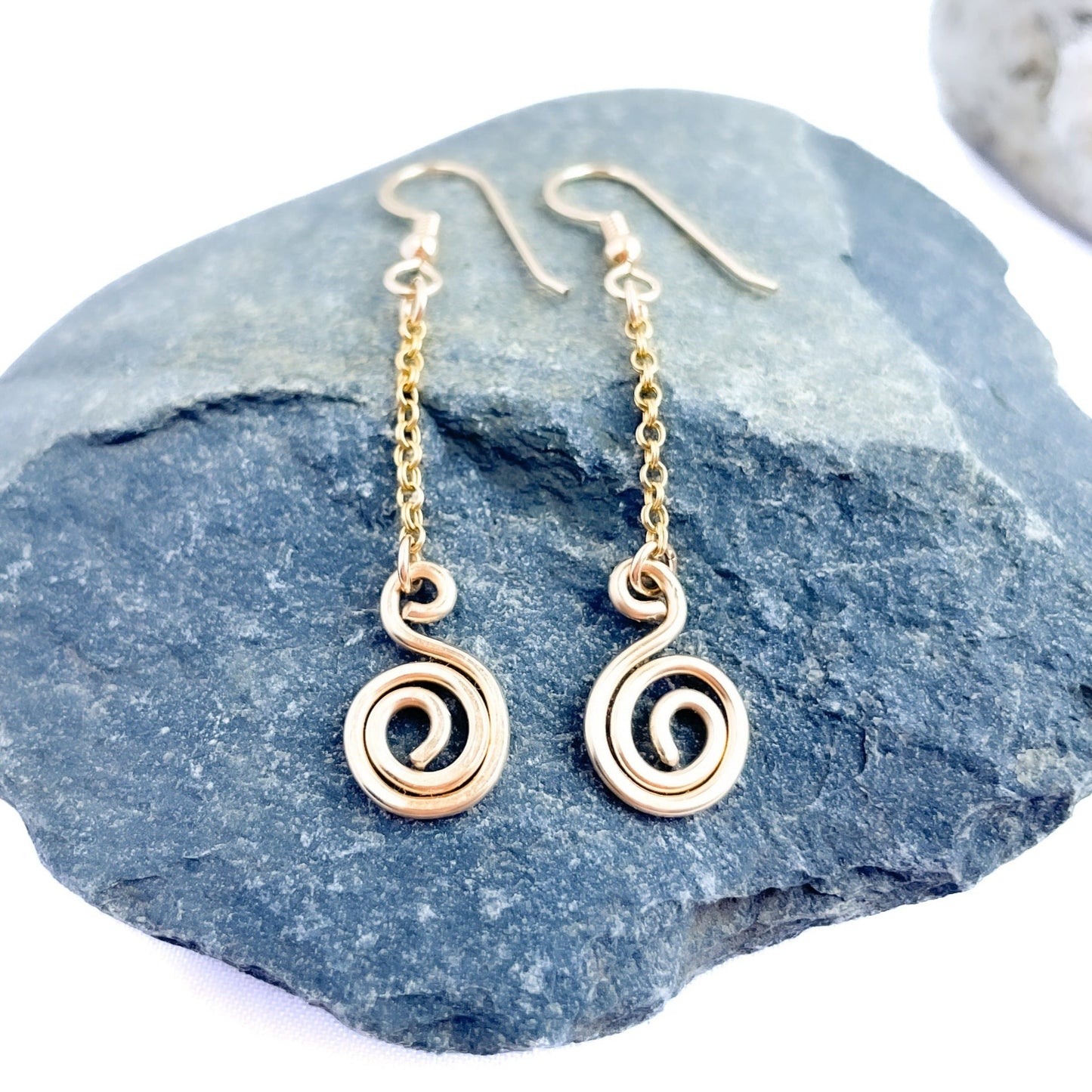 Gold Tiny Swirl Dangle Earrings