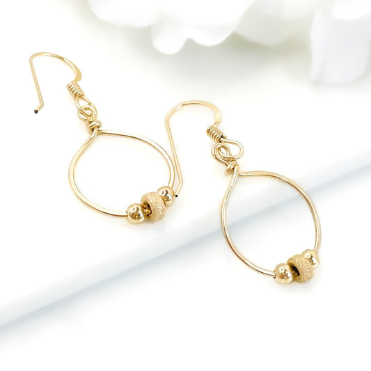 Gold Beaded Dainty Dangle Earrings