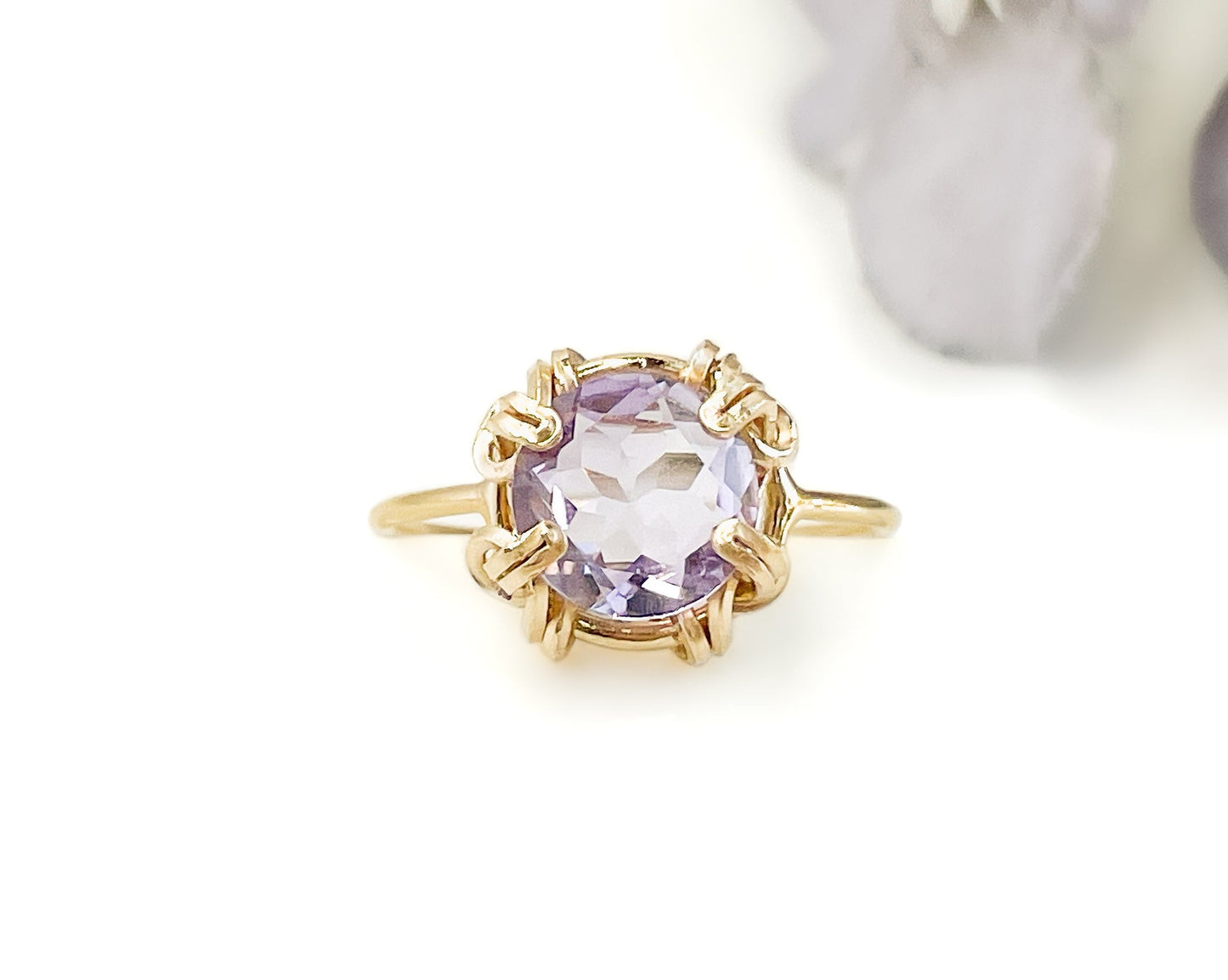 Purple Amethyst Thin Band Ring