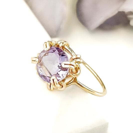 Purple Amethyst Thin Band Ring