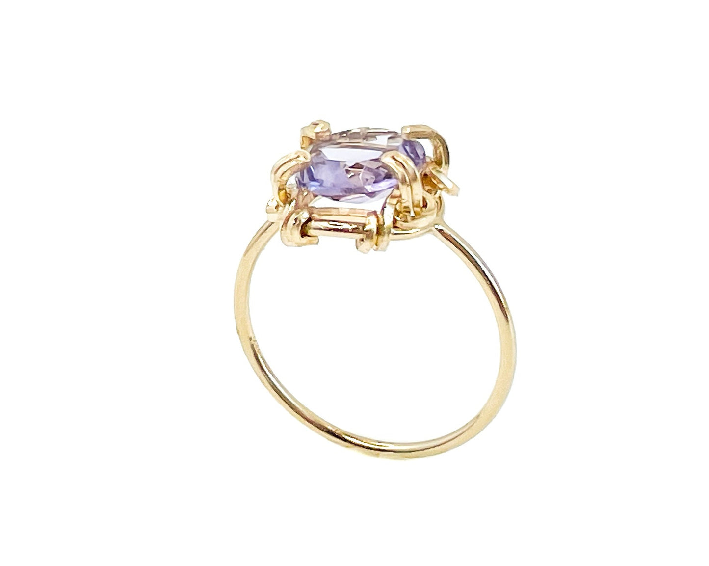 Purple Amethyst Thin Band Ring