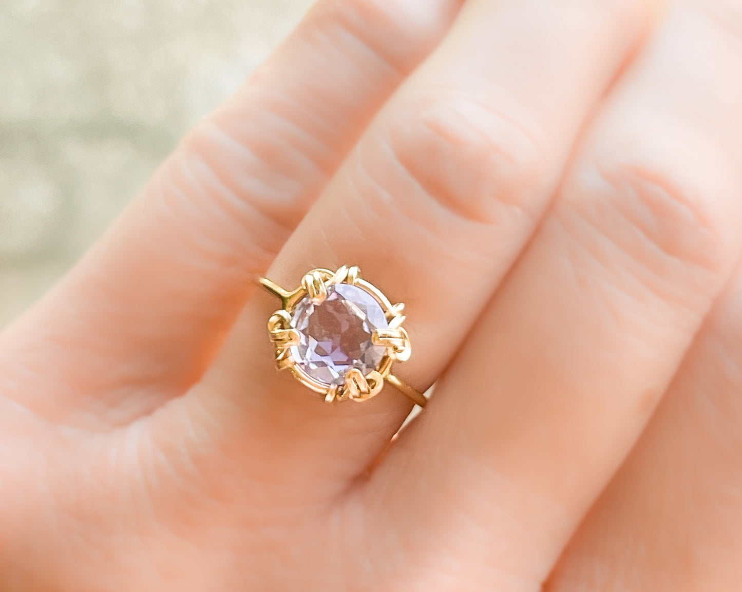 Purple Amethyst Thin Band Ring