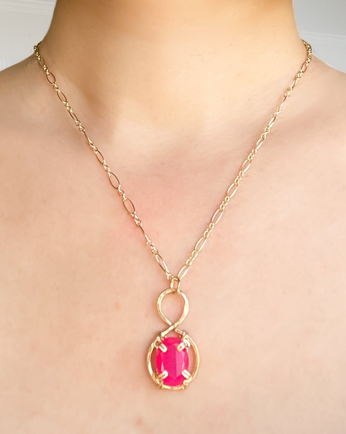 Pink Chalcedony Pendant Necklace