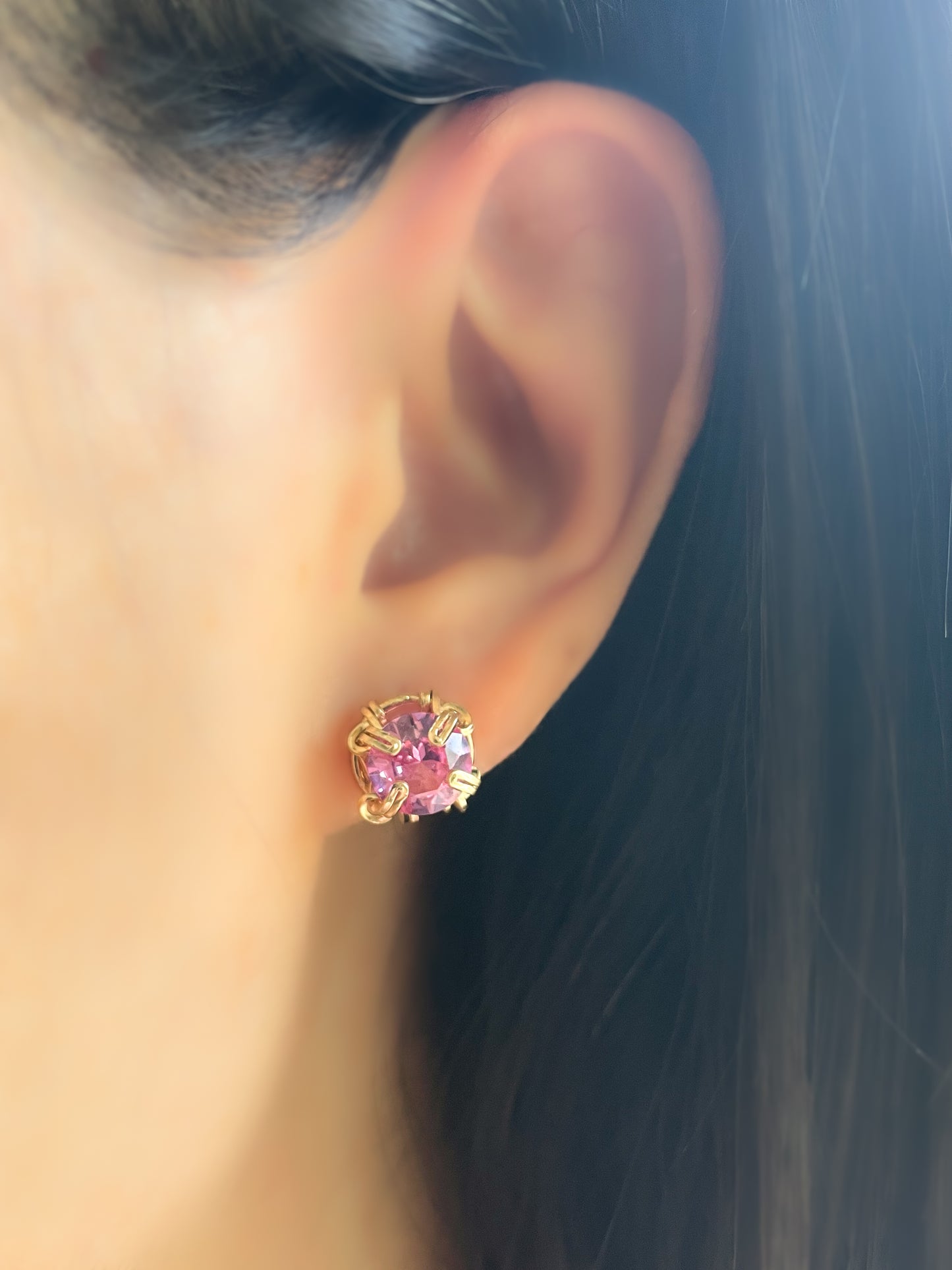 Pink Tourmaline Stud Earrings