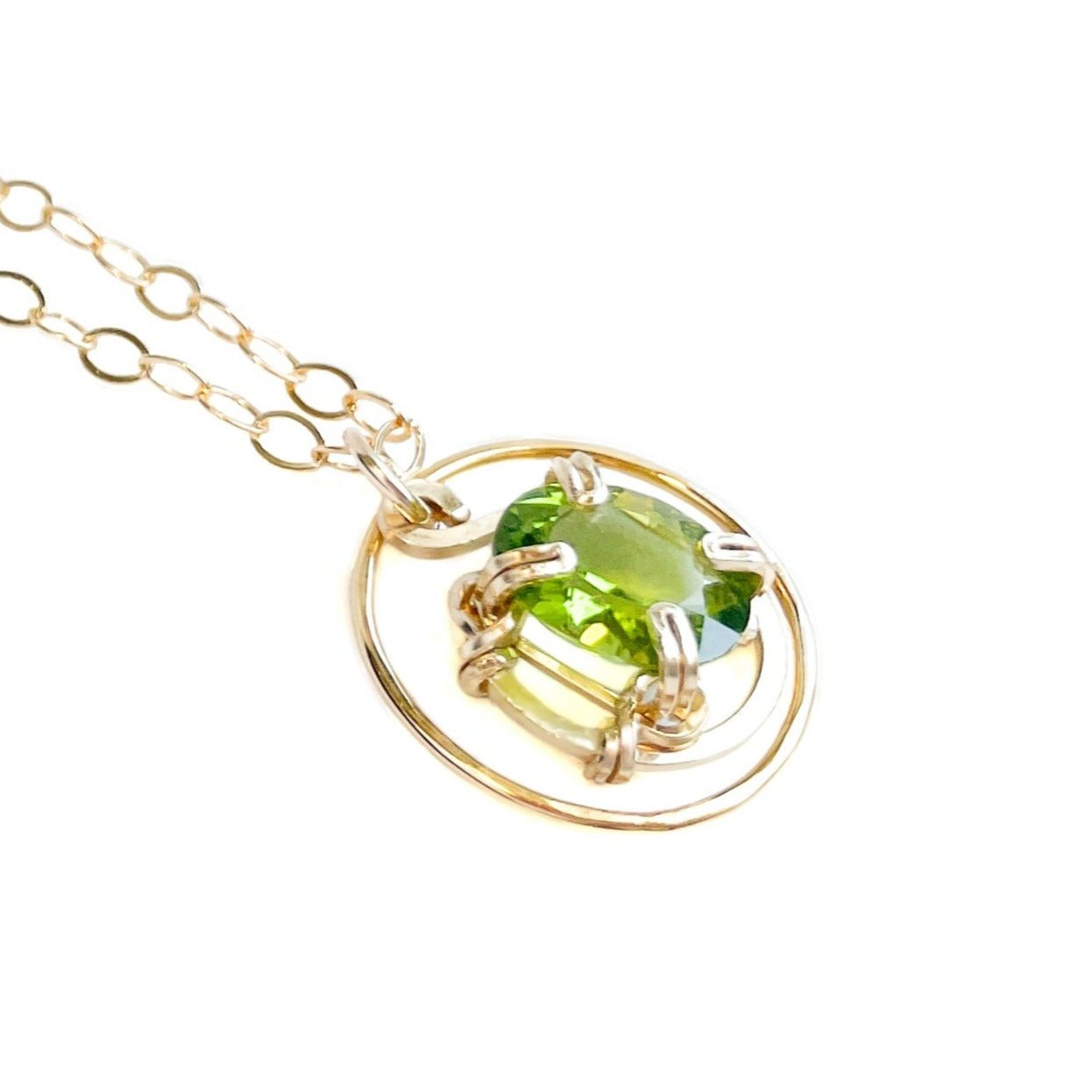 Peridot Circle Ring Pendant Necklace