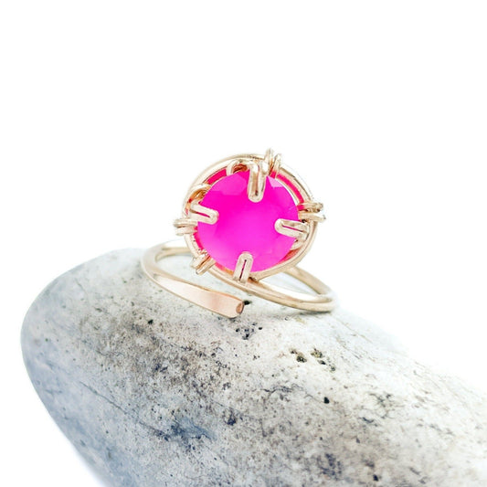 Pink Chalcedony Swirl Ring