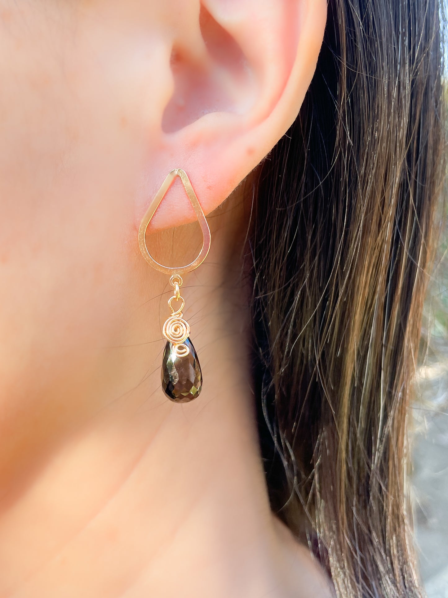 Smoky Quartz Briolette Earrings