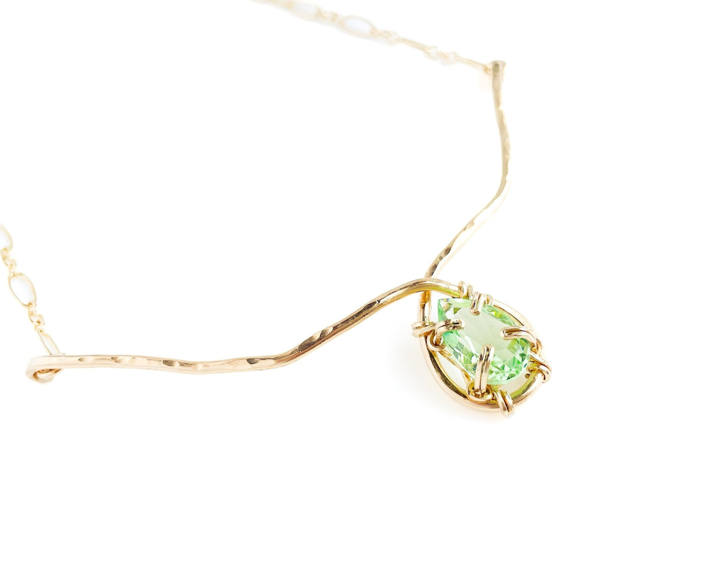 Peridot Wire and Chain Necklace