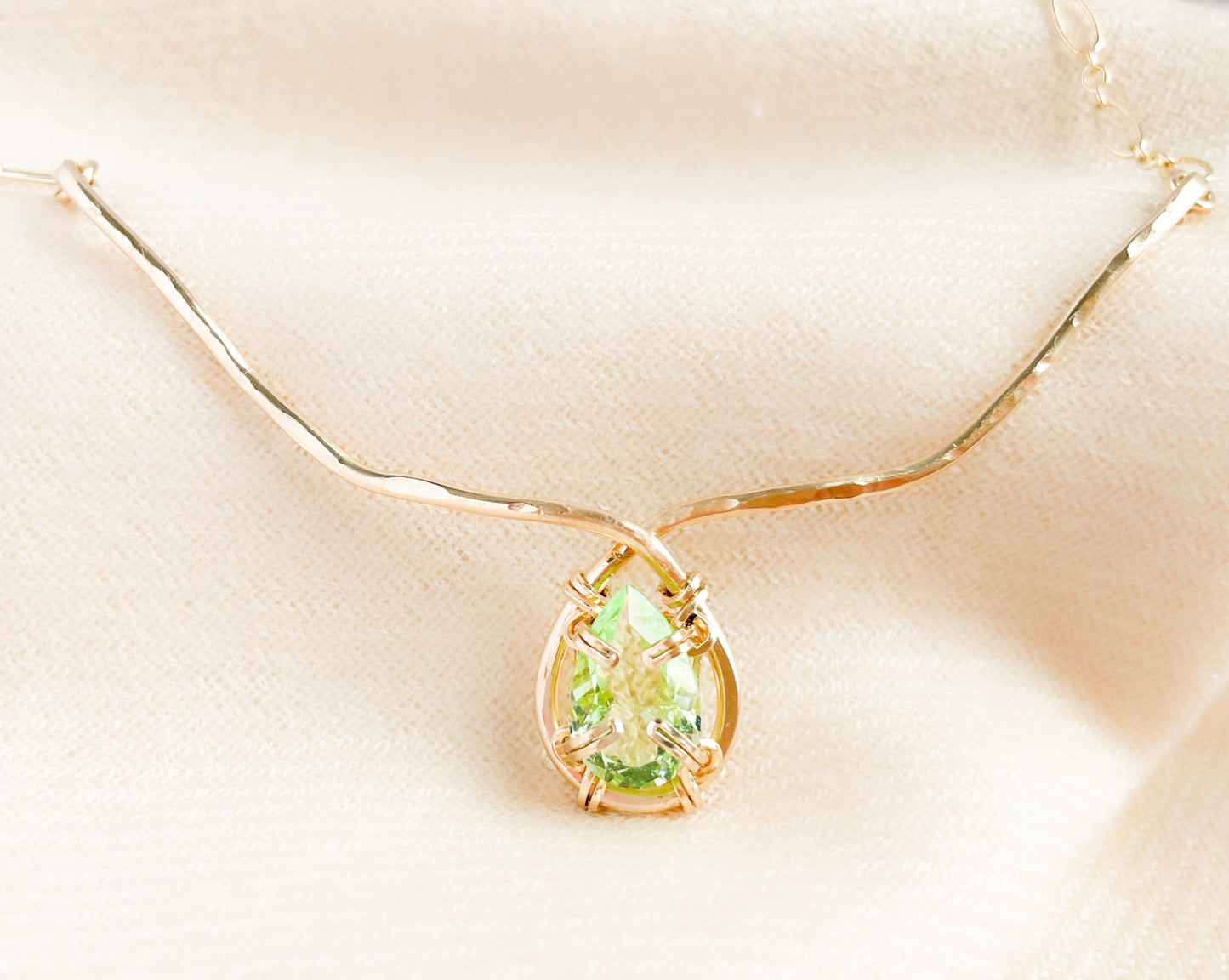 Peridot Wire and Chain Necklace