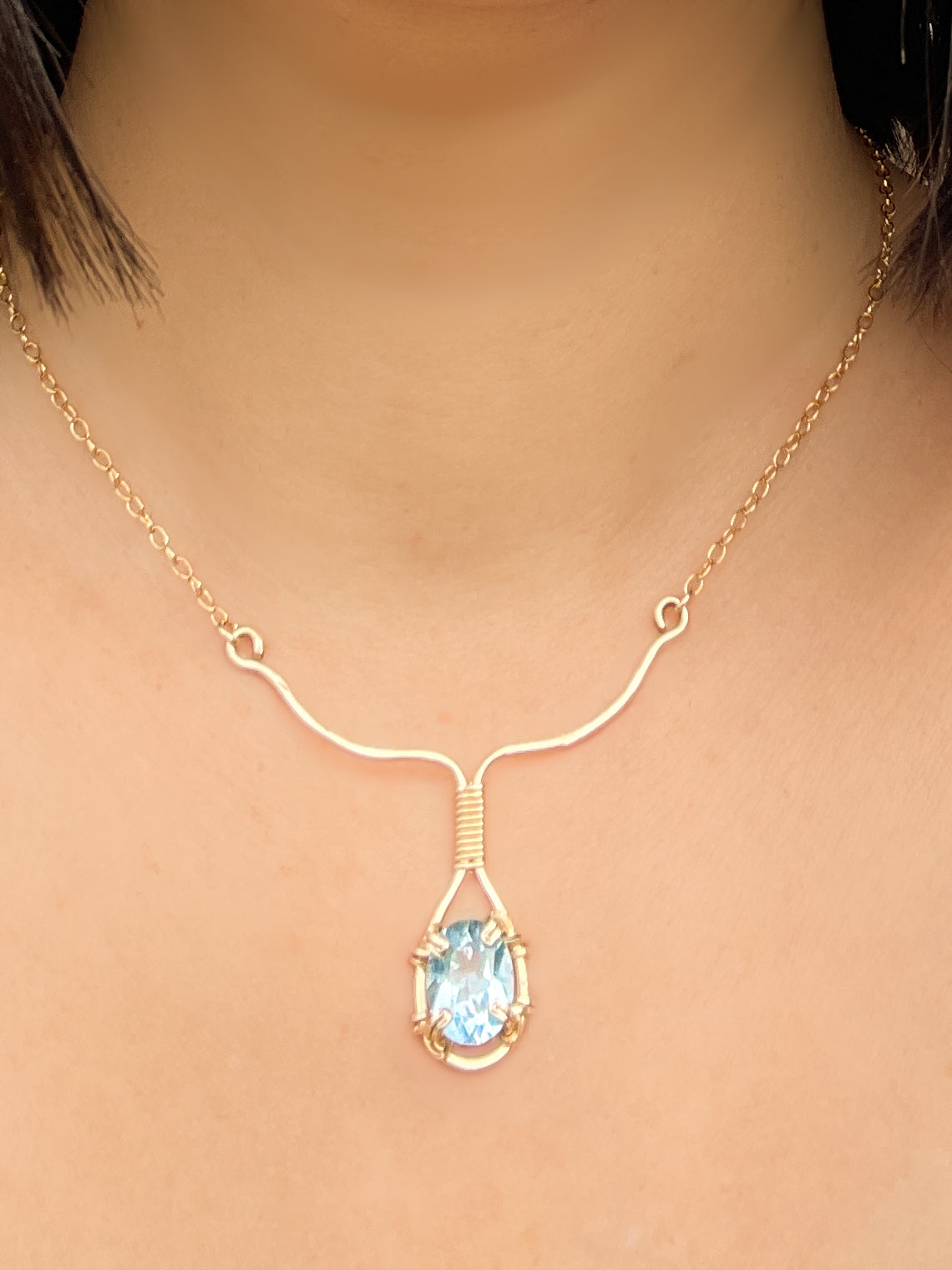 Sky Blue Topaz Y Necklace