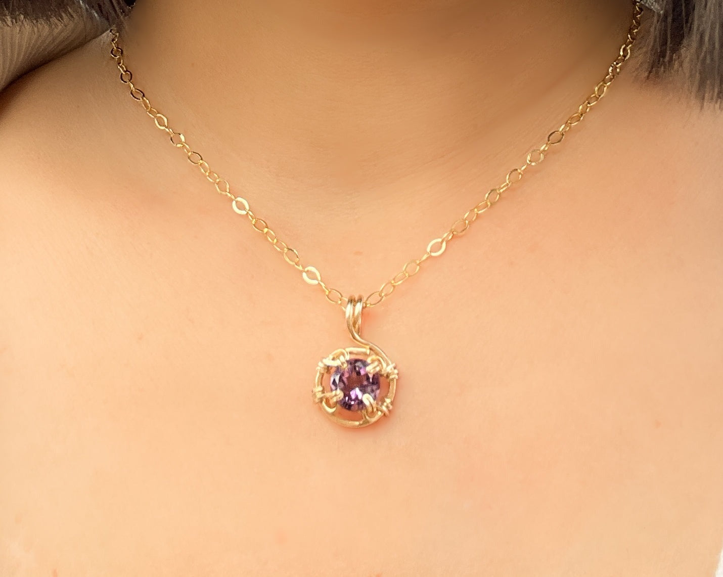 Purple Amethyst Swirl Pendant with Chain