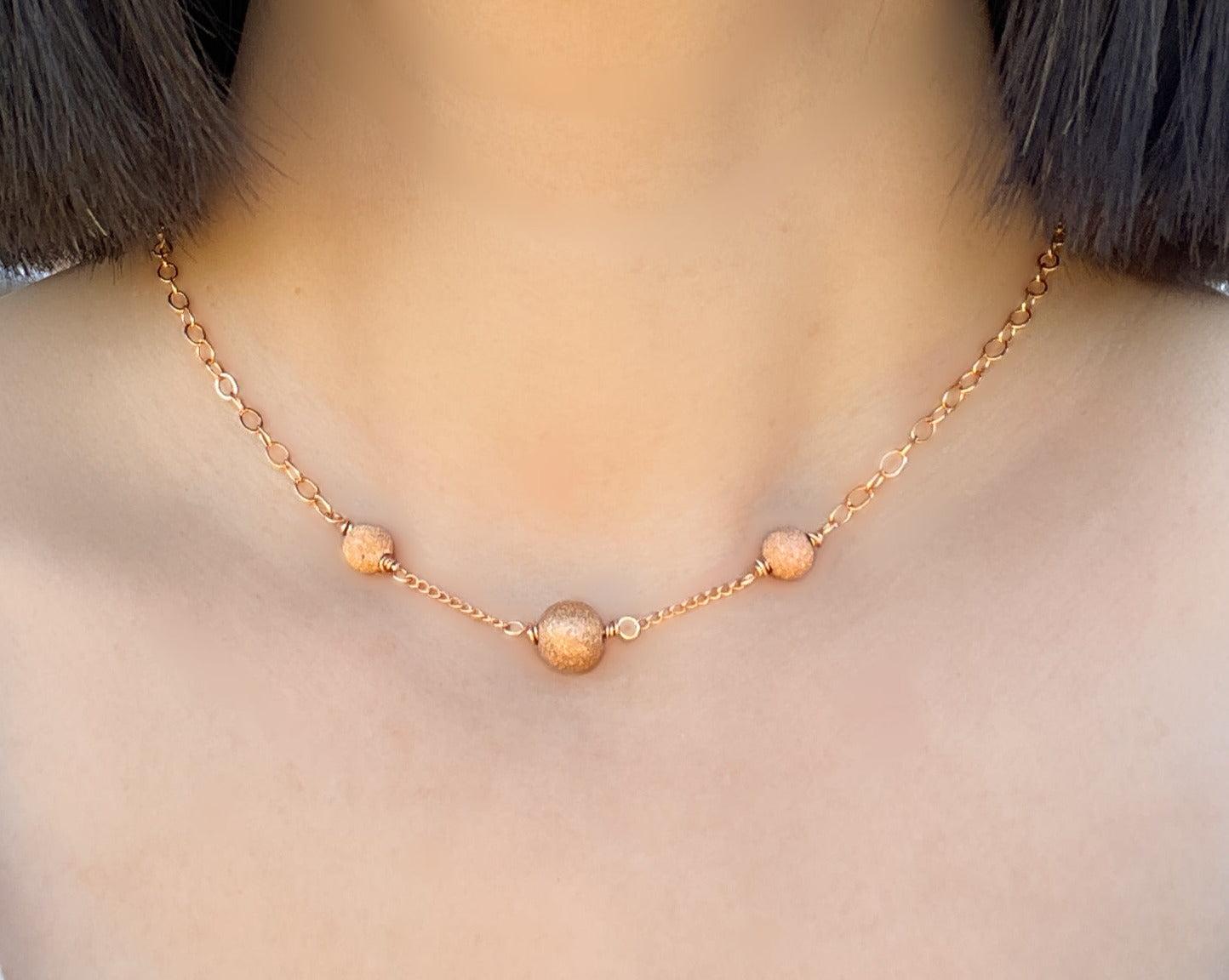 Rose Gold Stardust Bead Necklace